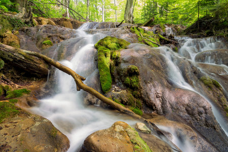 Beautiful mountain waterfallの写真素材