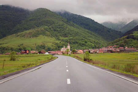 Summer landscape in the Carpathian Mountains, on Transalpina mountain road, Romaniaのeditorial素材