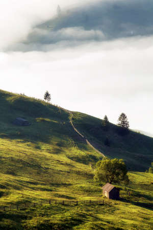 Summer sunrise in Bucovina, Romaniaの写真素材