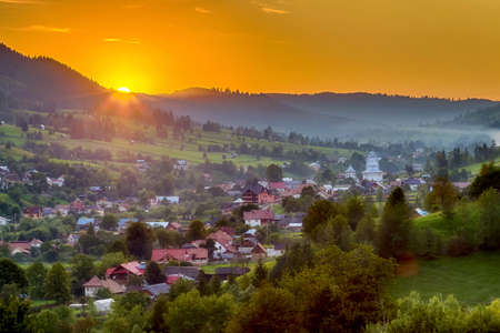 Summer sunrise in Bucovina, Romaniaの写真素材