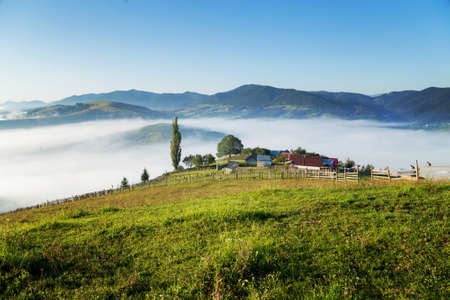 Summer sunrise in Bucovina, Romaniaの写真素材