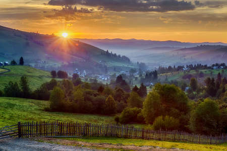 Summer sunrise in Bucovina, Romaniaの写真素材