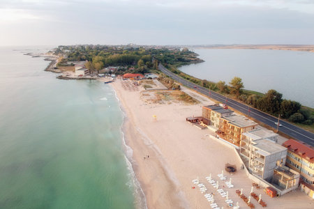 Aerial view of the Black Sea, at Eforie - Romania