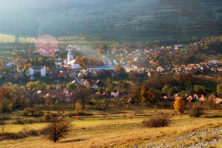 Autumn landscape of Rimetea villageの写真素材