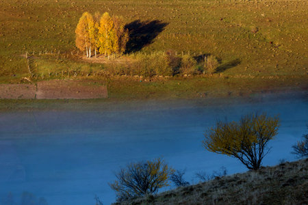 Beautiful landscape in autumn colors, at sunrise