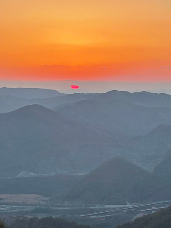 Sunset at the top of the mountain in the north of Thailand