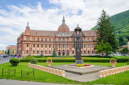 Brasov County Council building wich is an important historic monument in Transylvania region of Romaniaのeditorial素材