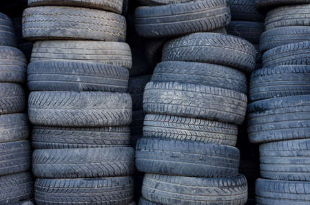 Used tire stackの写真素材