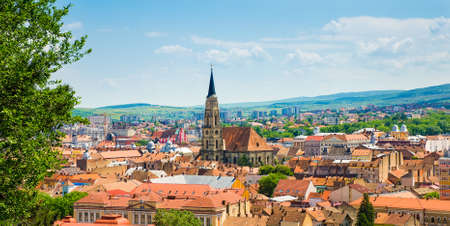City of Cluj Napoca in Transylvcania province of Romania also the heart of Transylvania and the European Youth Cpital of 2015 is a large university historic and cultural city with a medieval heritage and the gothic churchの写真素材