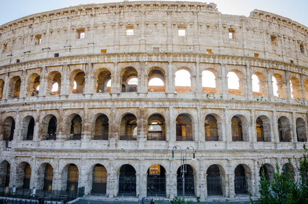 ROME, ITALY - 29 November 2015: Colosseum exterior most well preserved facade with archesのeditorial素材