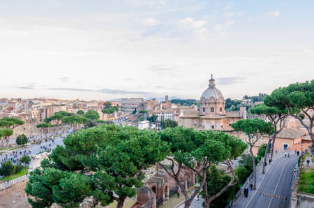 ROME, ITALY - 1 December 2015: View of the old historic part of Rome with the Colosseum and other ancient ruins in thie wonderful toruistic destinationのeditorial素材