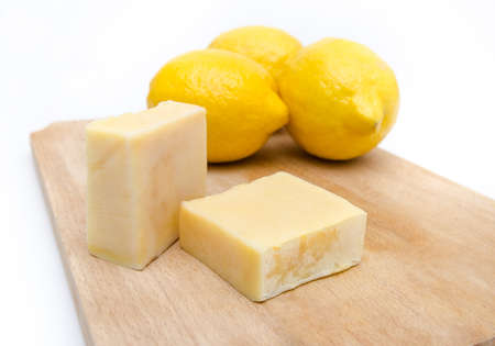 Home made soap with lemon scentの写真素材