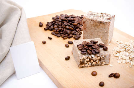 Traditional home made soap with coffe and riceの写真素材
