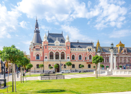 10 September 2016 - Oradea, Romania: Greek Catholic Diocese Episcopal Palace in the Unirii Square of...