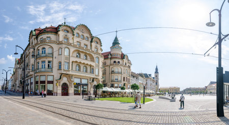 10 September 2016 - Oradea, Romania: Black Eagle Complex Palace ( Vulturul Negru ) in the Unirii...