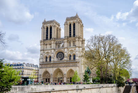 Notre-Dame Roman Catholic Cathedral in Paris, a wonderful gothic church renowed for it's architectural beauty and a world wide tourist attractionの写真素材
