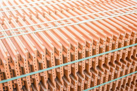 Ceramic tiles in a stack on a construction site with a brand new lookの写真素材