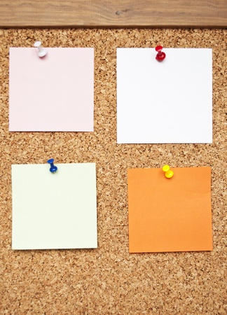 Empty memo notes on cork boardの写真素材