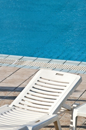 Swimming pool concept with sun bad and swimming poolの写真素材