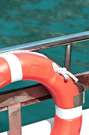 Life buoy attached to ship 