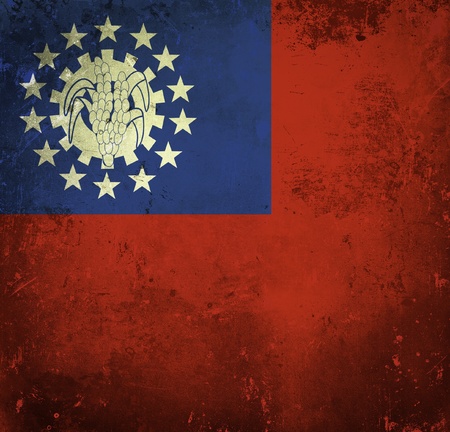 Grunge flag of Myanmarの写真素材