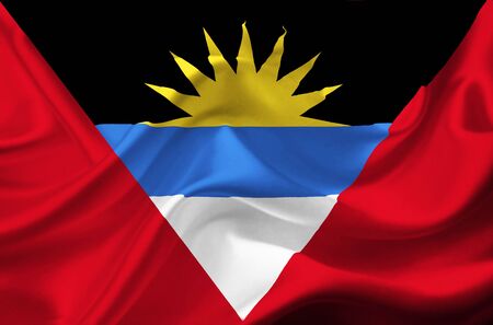 Antigua and Barbuda waving flagの写真素材