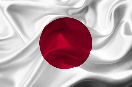 Japan waving flagの写真素材