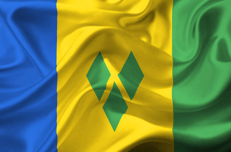 Saint Vincent and the Grenadines waving flagの写真素材