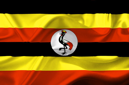 Uganda waving flagの写真素材