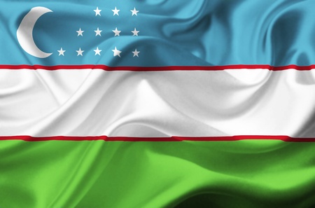 Uzbekistan waving flagの写真素材