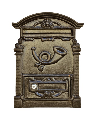 Vintage Post box isolated on white backgroundの写真素材