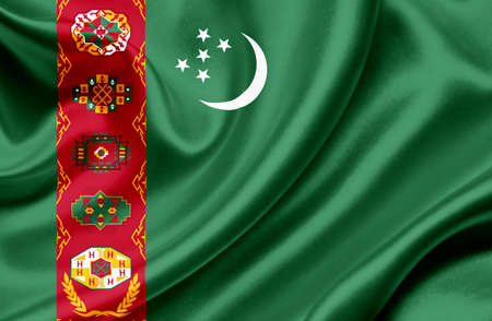 Turkmenistan waving flagの写真素材