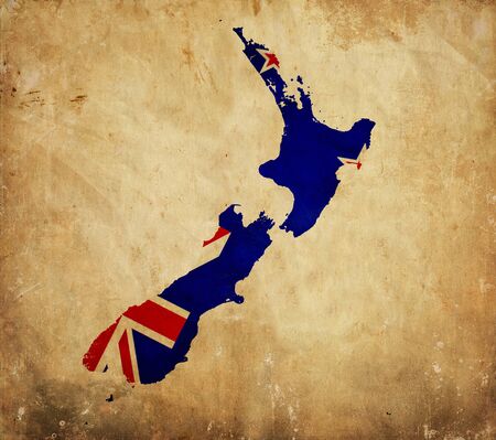 Vintage map of New Zealand on grunge paperの写真素材