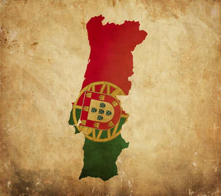 Vintage map of Portugal on grunge paper の写真素材