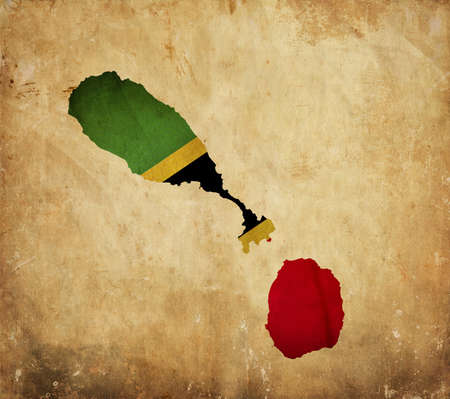 Vintage map of Saint Kitts and Nevis on grunge paper の写真素材