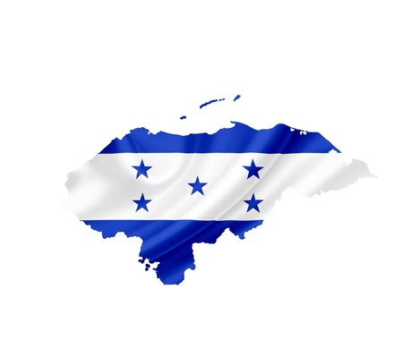 Map of Honduras with waving flag isolated on whiteの写真素材