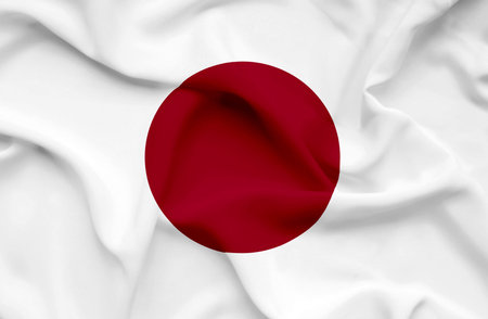 Japan waving flagの写真素材