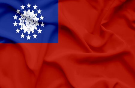 Myanmar waving flagの写真素材