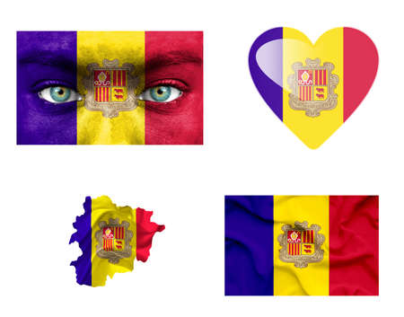Set of various Andorra flagsの写真素材