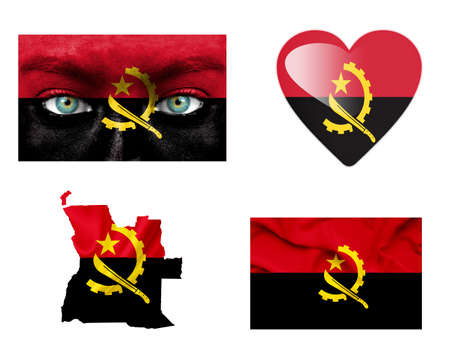Set of various Angola flagsの写真素材