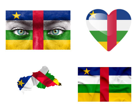 Set of various Central African Republic flags