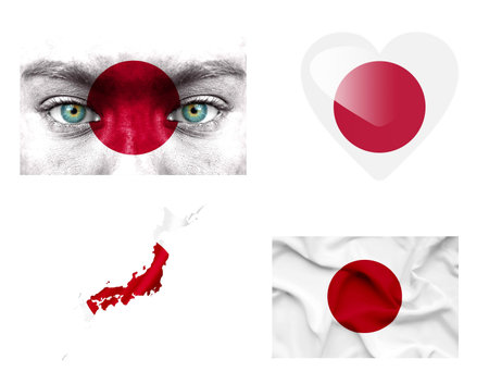 Set of various Japan flagsの写真素材