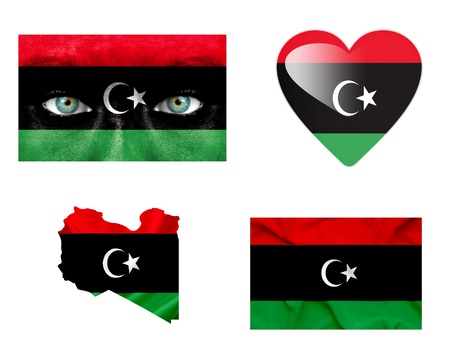 Set of various Libya flagsの写真素材