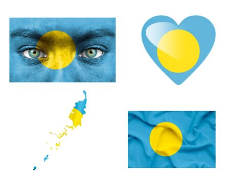 Set of various Palau flagsの写真素材