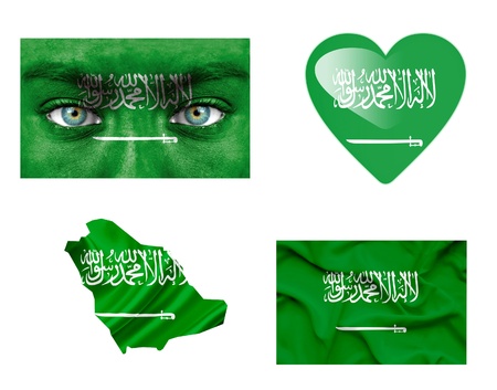 Set of various Saudi Arabia flagsの写真素材