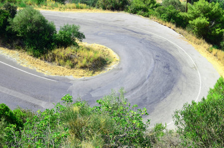 Winding paved road 