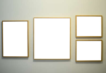 Picture frames on gallery wallの写真素材