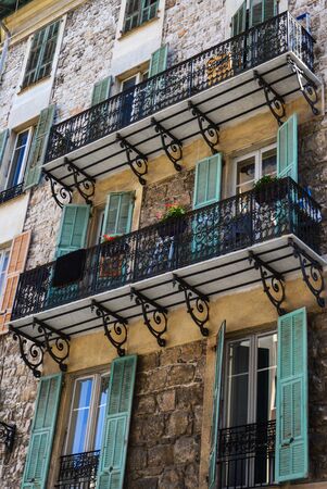 Balcony with flowers in Florence Italyの写真素材