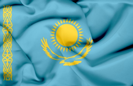 Kazakhstan waving flagの写真素材