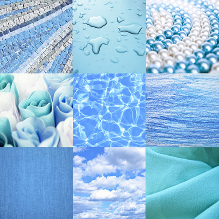 Blue collageの写真素材